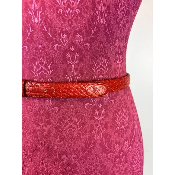 Christian Dior Red Woven Braided Leather Belt Medium Aniline Cowhide Vintage - Picture 5 of 10